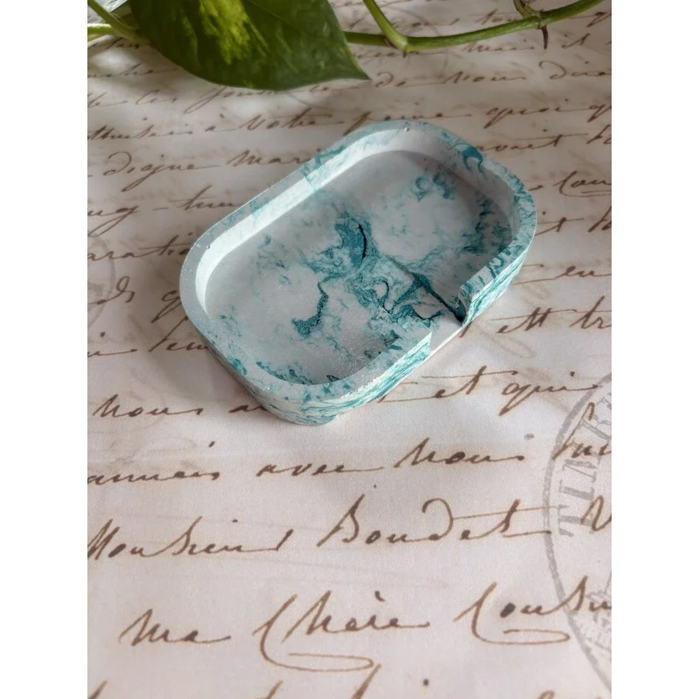 Handmade Soap Dish Cement Soap Holder Bathroom Kitchen Self Draining